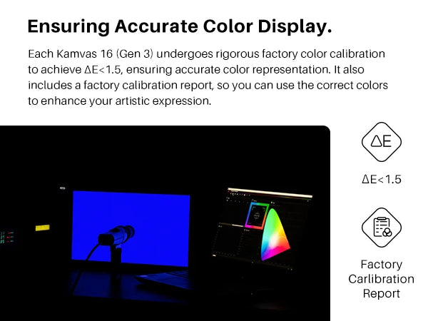 HUION Kamvas 16 (Gen 3) Drawing Tablet with Screen 15.8 Inch Canvas Glass Graphic Drawing Monitor 99%sRGB 16384 PenTech 4.0