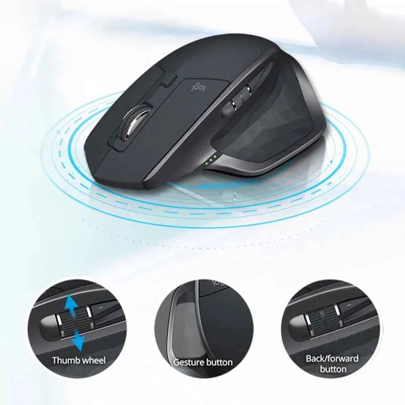 Logitech MX Master 2S BLE Wireless Mouse, 4000DPI, Dual-Mode Connectivity, Ergonomic Design, Long Battery Life, Office Use