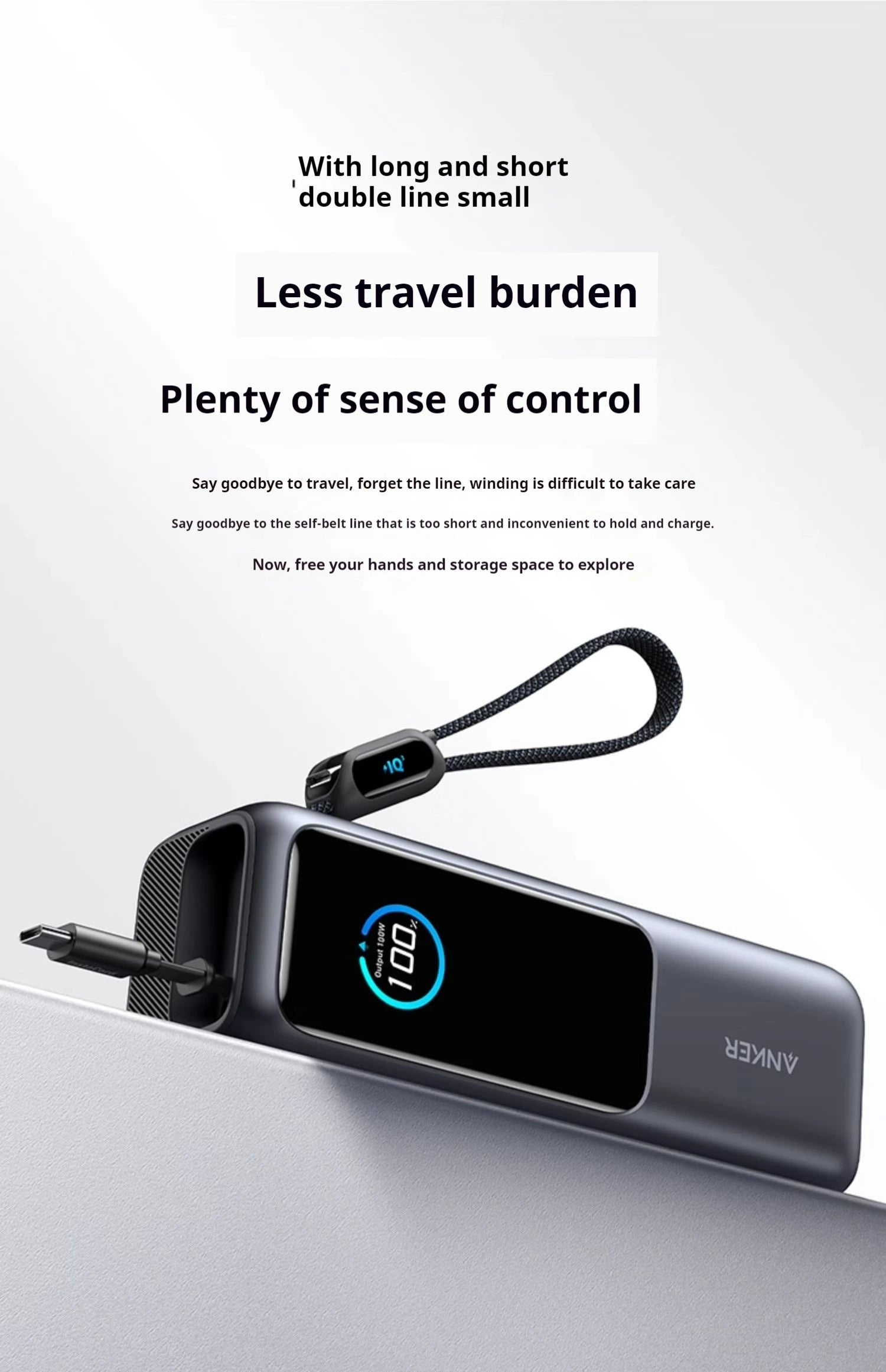 NEW Anker 165W Max Power Bank 25000mAh High Capacity Retractable Cables Fast Charge Mobile Phone Power Bank Gift Lightweight PC