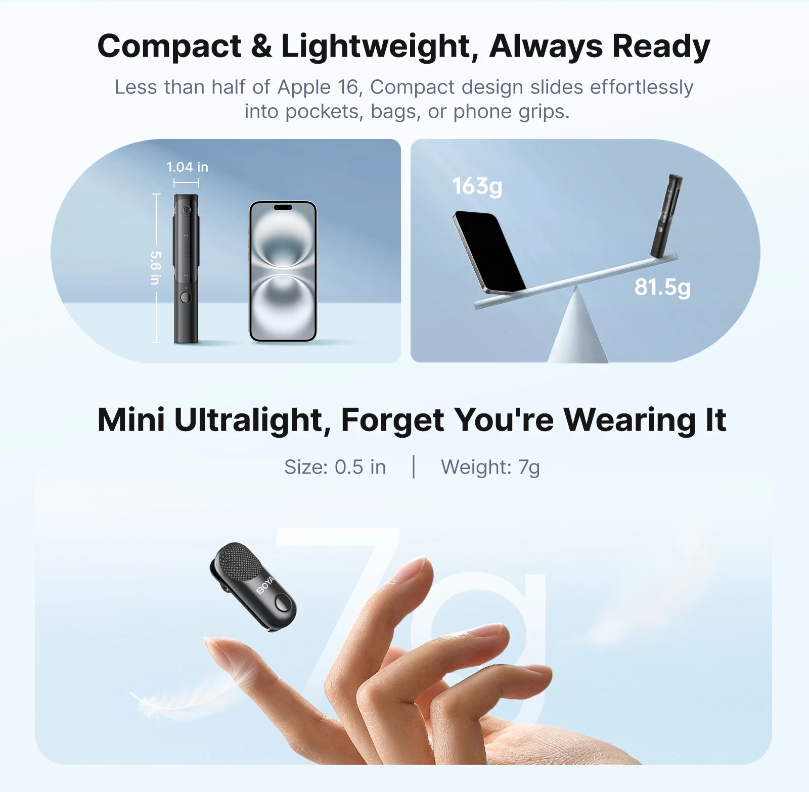 BOYA BOYA Magic Wireless Lavalier Microphone 4 Forms in 1 Mic for iPhone Android USB-C Phone Camera for Interview Live Streaming