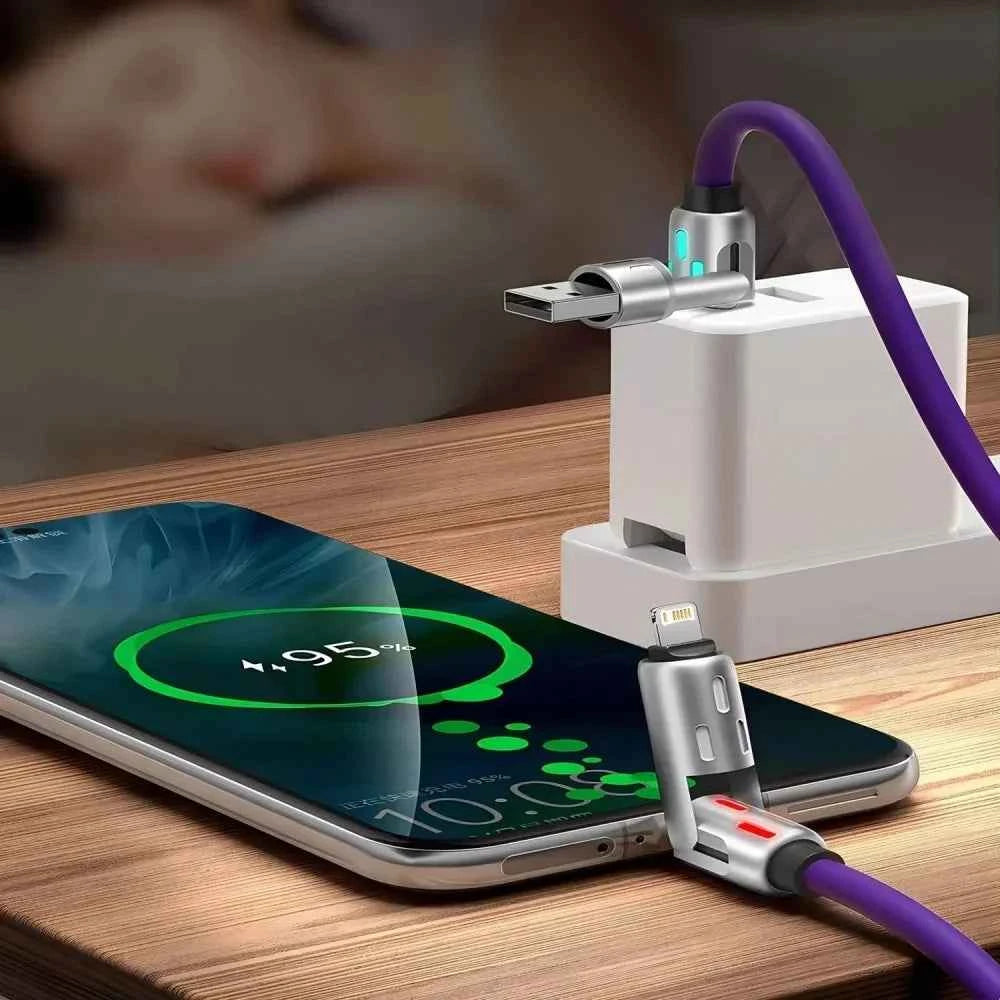240W USB Fast Charging Data Cables 4-in-1 Micro USB Type C With Breathing Lamp Quick Charge For iPhone 16 Huawei Samsung Xiaomi