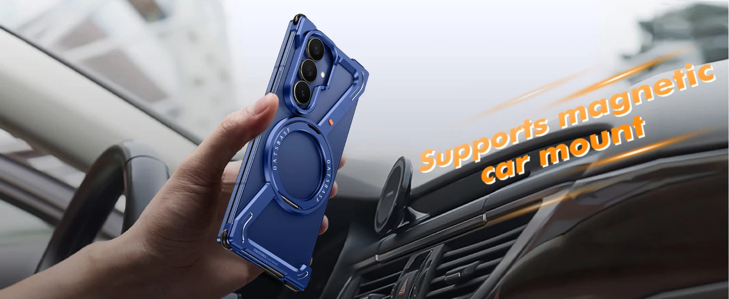 Eary Frame Case for Samsung Galaxy Z Fold 7 for Magsafe 360°Rotation Magnetic Stand Metal Phone Case Shockproof Protector Cover