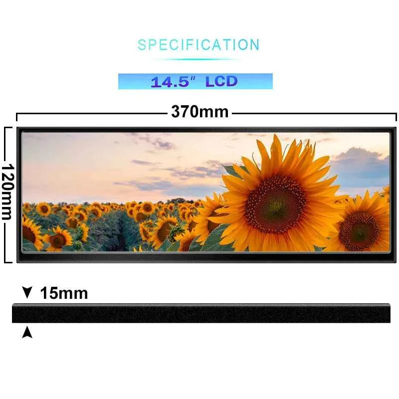 12.3/14.5-Inch Ultra-Wide Touchscreen Monitor – 1920×720 FHD IPS, Type-C, 60Hz, 8-Bit Color Depth