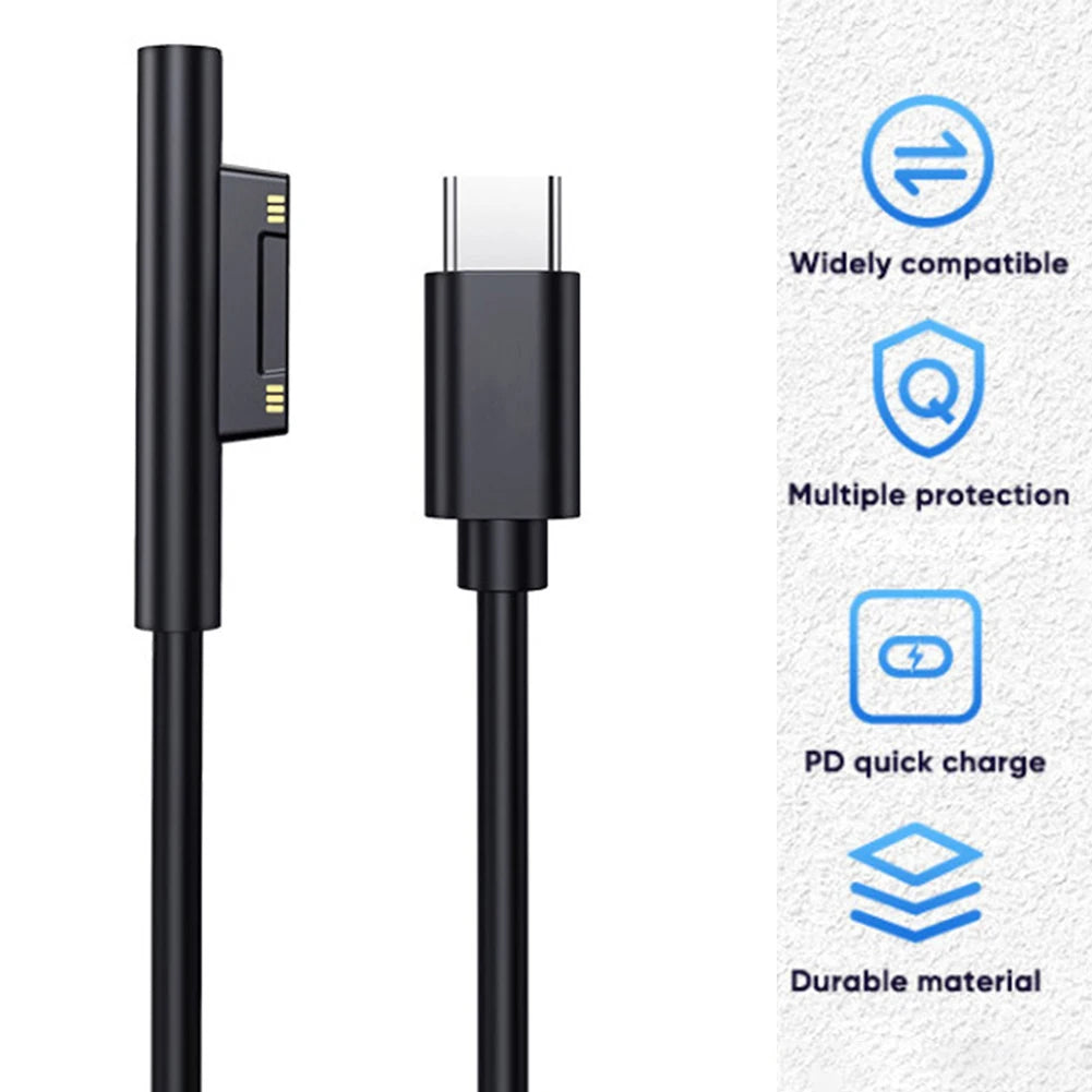 Fast Charging USB Type-C Power Adapter Cable for Microsoft Surface