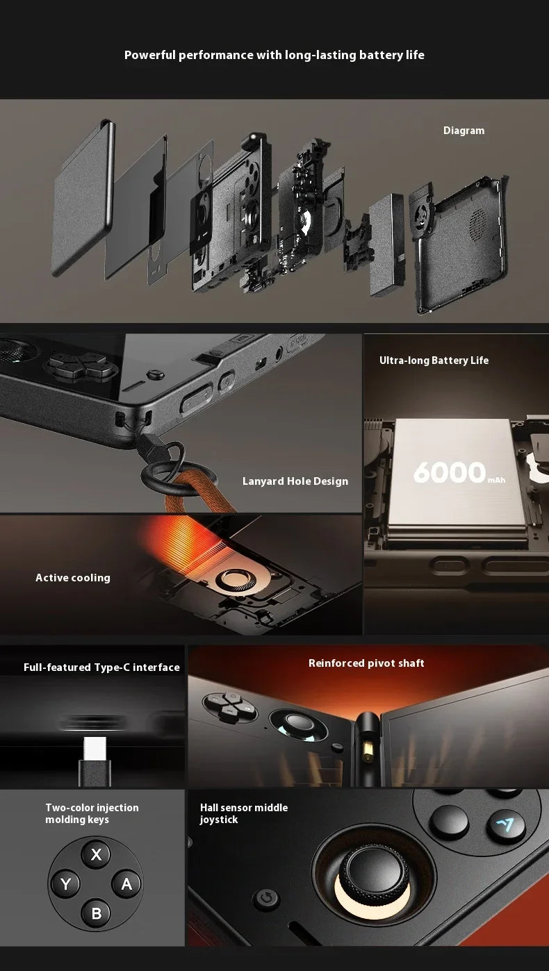 In Stock AYN Thor 6'' OLED Dual Screen Gaming Handheld Qualcomm Snapdragon CPU Android13 6000mAh Battery Hall Stick Game Console