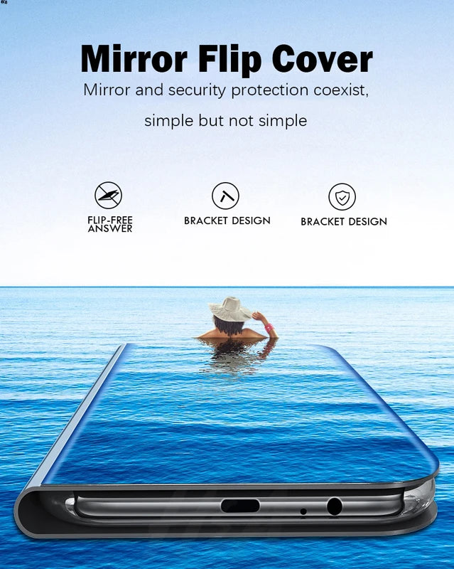 For Samsung Galaxy S26 S25 Ultra Plus FE Edge 5G Smart Mirror Protector Case Flip Holder Shockproof Cover Sumsung S26 Pro Fundas