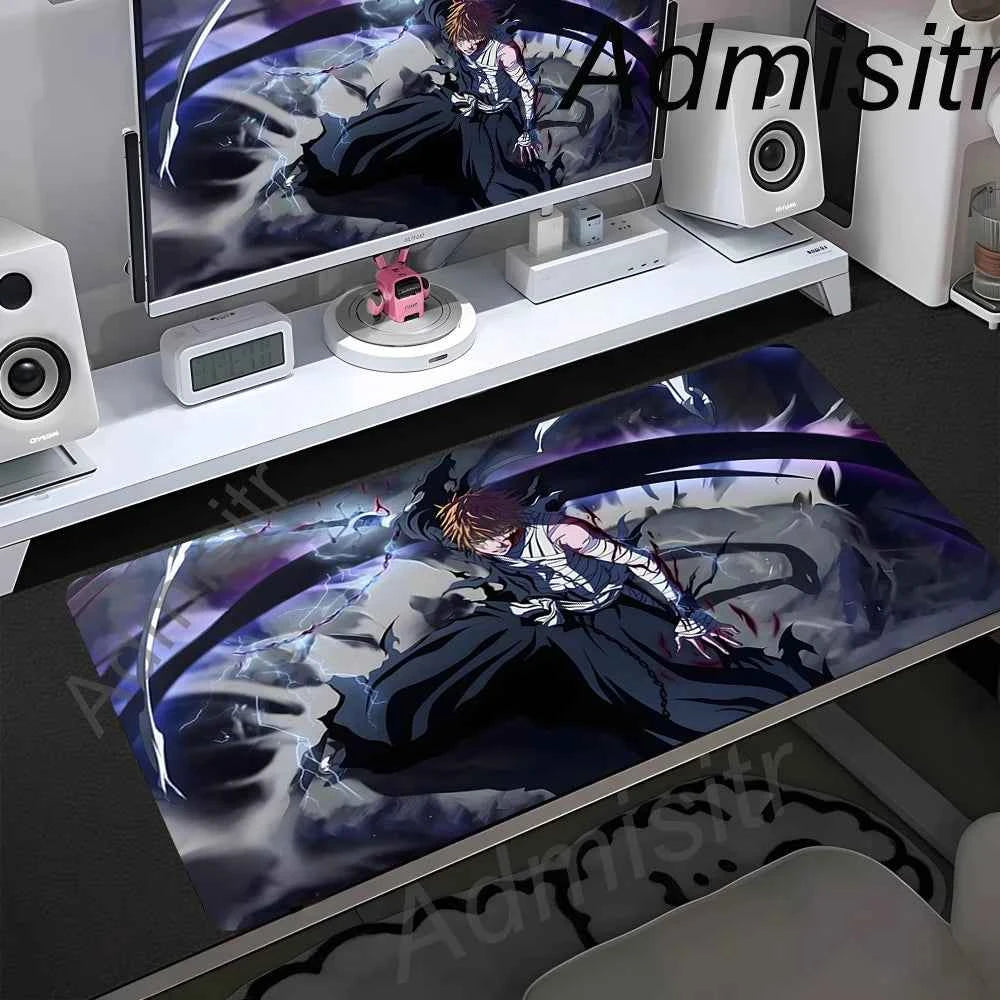 Bleach Kurosaki Ichigo Anime Mouse Pad Pc Gamer Accessories Desk Mats Rubber Carpet Mousepad Office Table Pads Gaming Mouse Mats