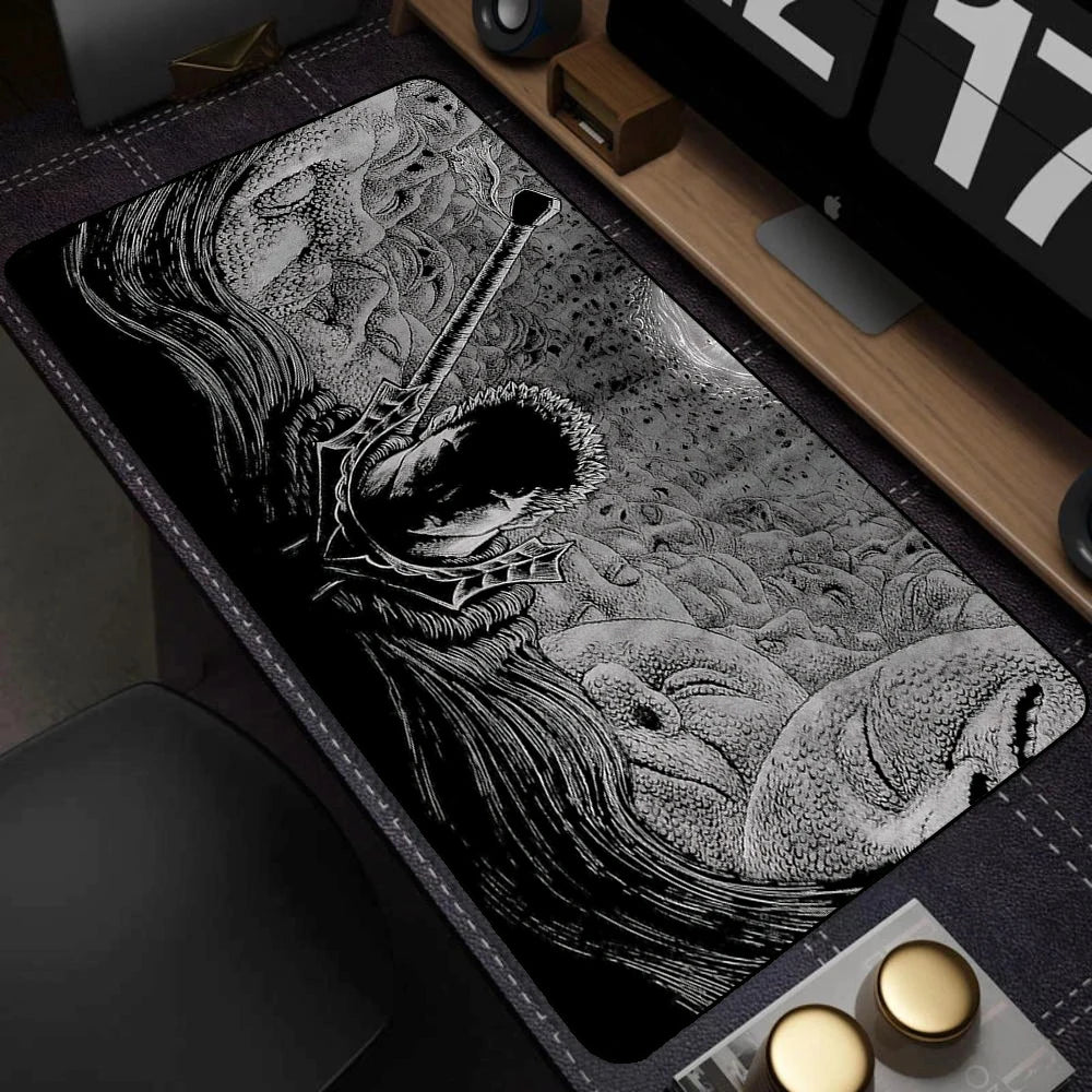 Black White Anime Mouse Pad Guts sword in berserk Gamer Mouse Mat Computer gaming Accessories Keyboard Laptop mouse Desk pad