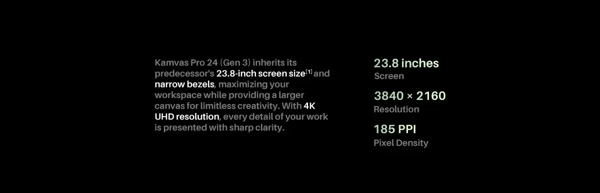 HUION KAMVAS Pro 24 (Gen 3) 4K UHD Touch Drawing Tablet with Screen, Pentech 4, 16K Pressure Levels, Pen Display with Dual Pen