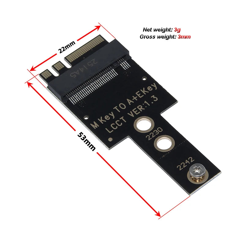 M.2 WiFi Wireless Network Card A+E Key Bit to 2230 2242 NVME Hard Drive M.2 NGFF SSD Adapter Card for Mini PC