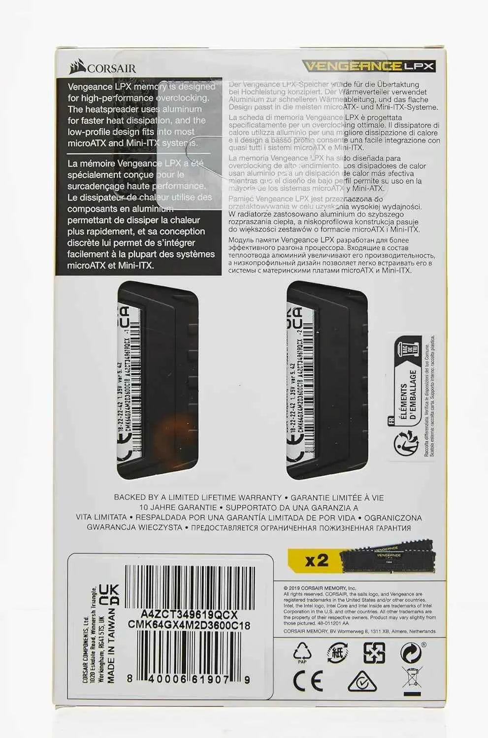 Corsair Vengeance LPX 32GB 16GB (2x8GB) DDR4 DRAM 3200MHz 3600MHz Desktop Memory Kit Black White XMP2.0