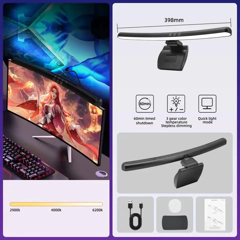 DBF LED Desk Lamp, Monitor Light Bar Straight/Curved with RGB Backlight - WinSupport Tech