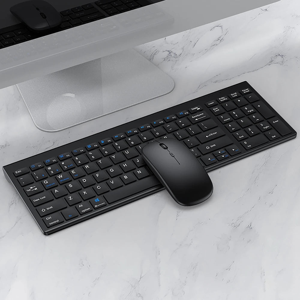 2.4G Wireless & bluetooth Keyboard Mouse Set Rechargeable Ultra-thin Computer Office Gaming Silent Slim Keyboard Mouse for ipad