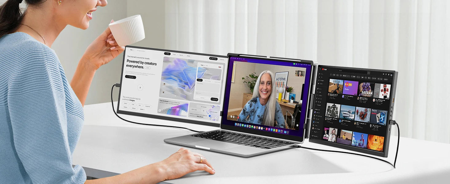 15.6inch Triple Screen Extender For Laptops 1080P FHD IPS Portable Dual External Monitors For Macbook Windows Extension 13-17
