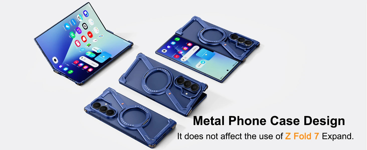 Eary Frame Case for Samsung Galaxy Z Fold 7 for Magsafe 360°Rotation Magnetic Stand Metal Phone Case Shockproof Protector Cover