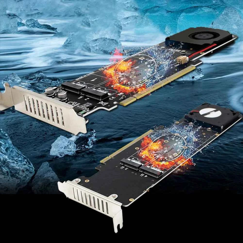 PCI Express 4.0 X16 to 4 Port NVME RAID Card Adapter Card M Key 4 NVME 4x32Gbps M2 NVME Expansion Card for 2280/2260/2242/2230