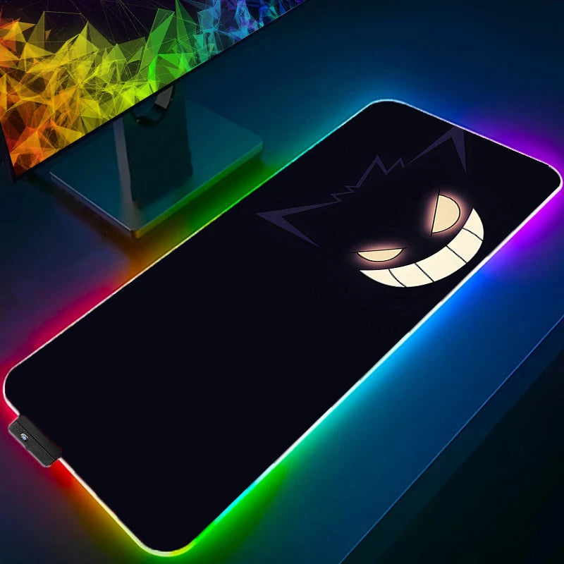 LED Light Mouse Pad Desk Mat G-gengar P-Pokémon, Computer Mousepad Backlight, Keyboard mat, Gaming Mouse Pad, RGB Carpet - WinSupport Tech