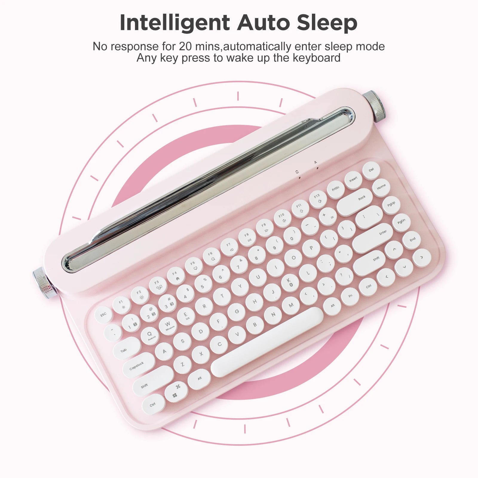 YUNZII ACTTO B305 Retro Typewriter Aesthetic Keyboard, 75% Compact Wireless Keyboard with Integrated Stand for Multi-Device