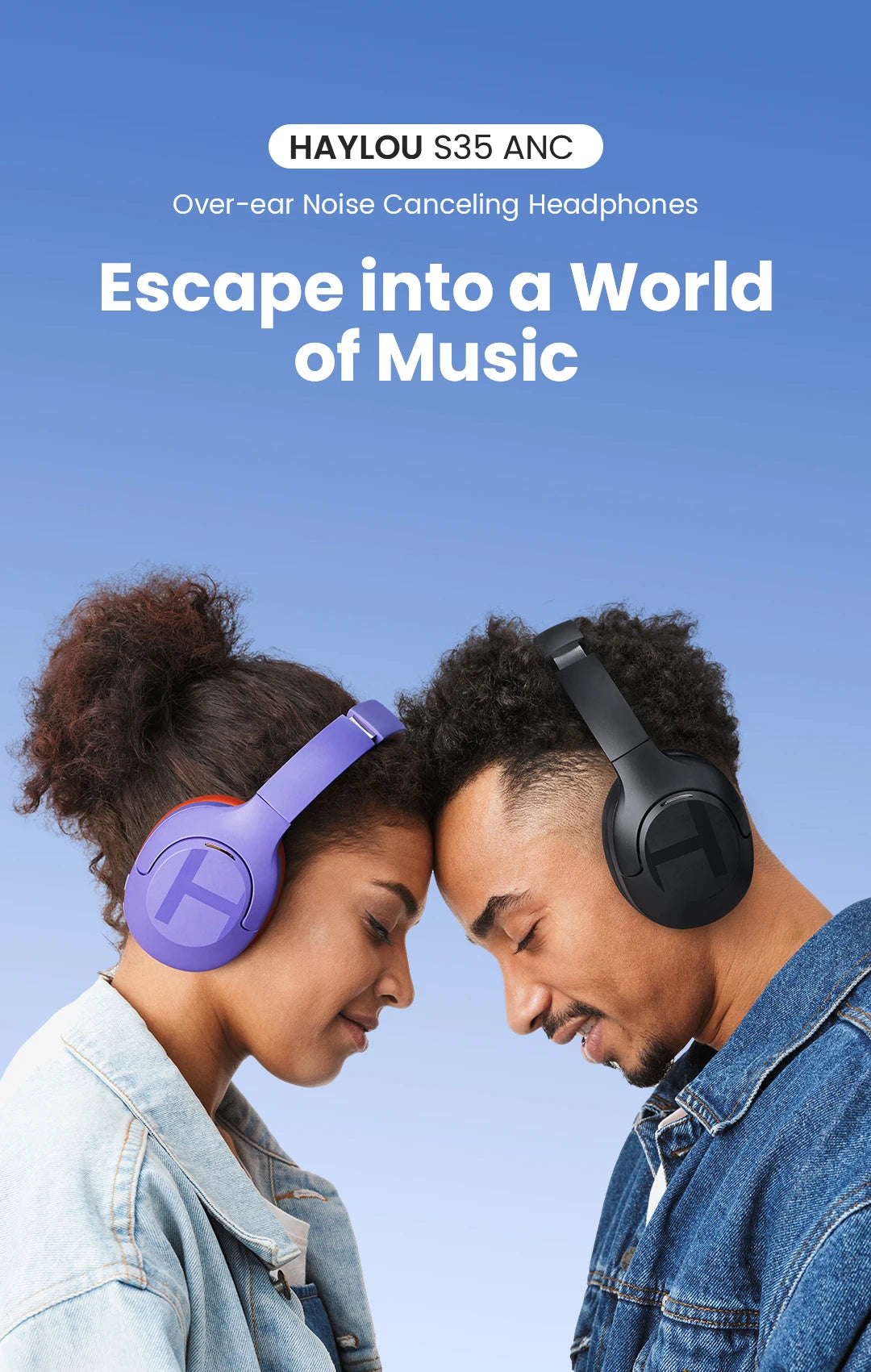 HAYLOU S35 ANC Wireless Bluetooth Headphones 42dB ANC ENC Over-ear Headphone Noise Cancellation 60H Playtime Earphones Men Women