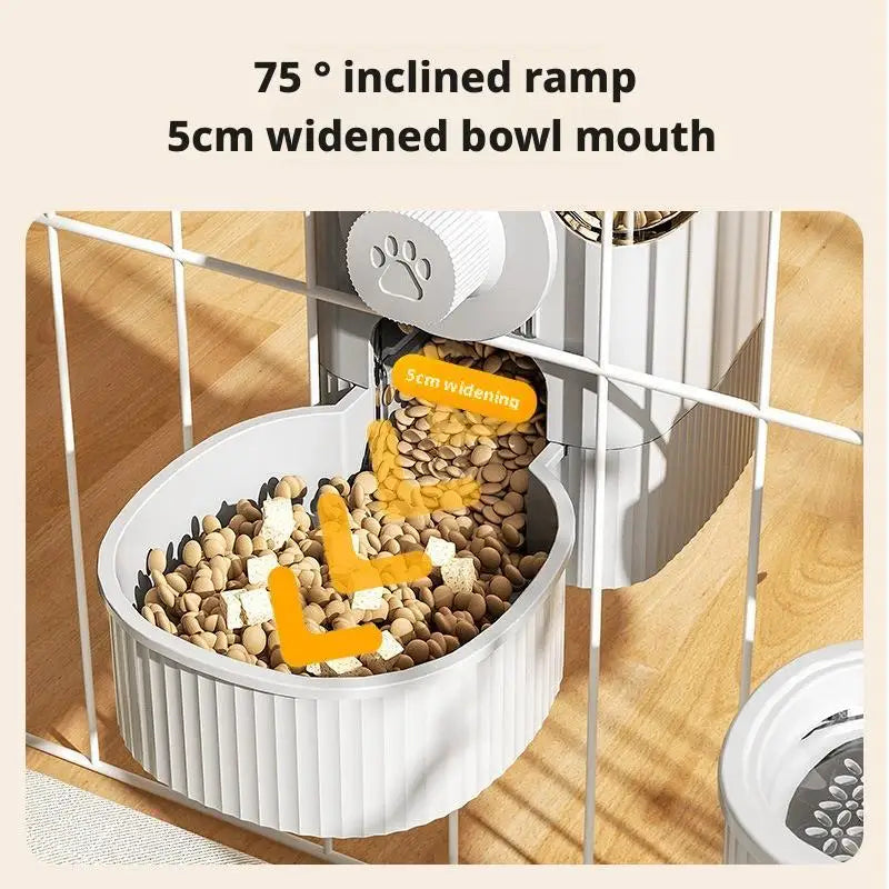Automatic Cat Feeder Hanging Cage Small Pet Food Bowl Water Bottle Dispenser 1.2L Auto Gravity Pet Feeder & 520ml Waterer