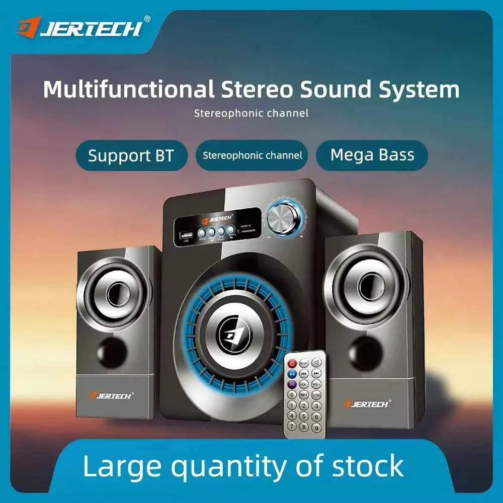 JERTECH Professional Monitor Sound Equipment Computer Speakers USB Wired Bluetooth Subwoofer Amplifier Audio Set with LED Remote