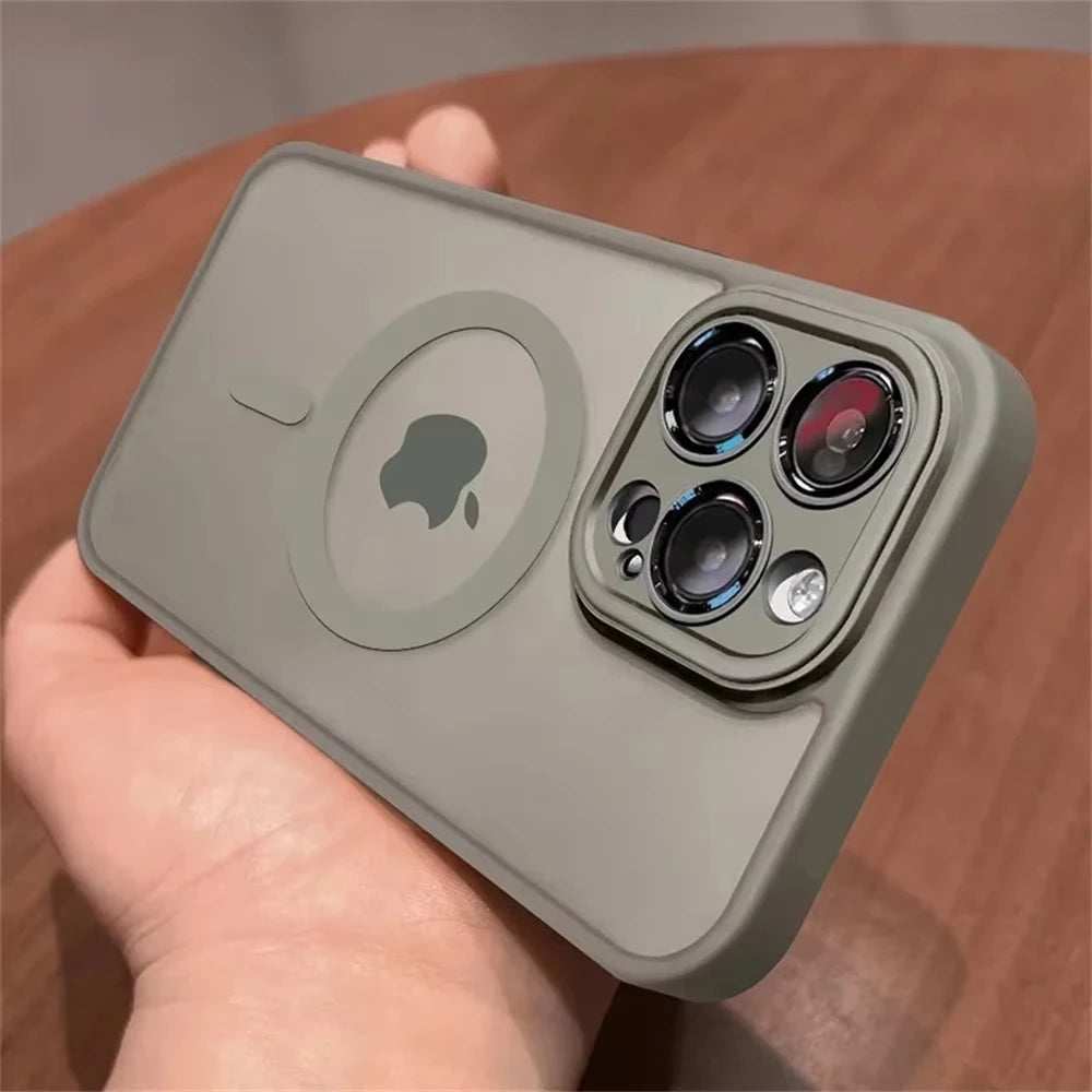 Lens Protection Case For iPhone 17 16 Proa Mx mini 15 16 14 Plus iPhone 13 12 11 Matte Translucent Magsafe Wireless Charge Cover