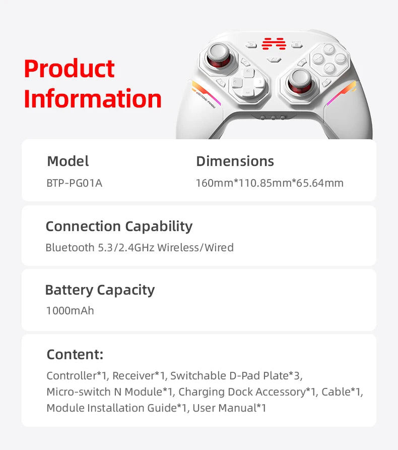 BEITONG PanGu Custom Modular Game Controller Wireless Gamepad Customizable Gaming Controller for PC/NS2/Mobile/Steam