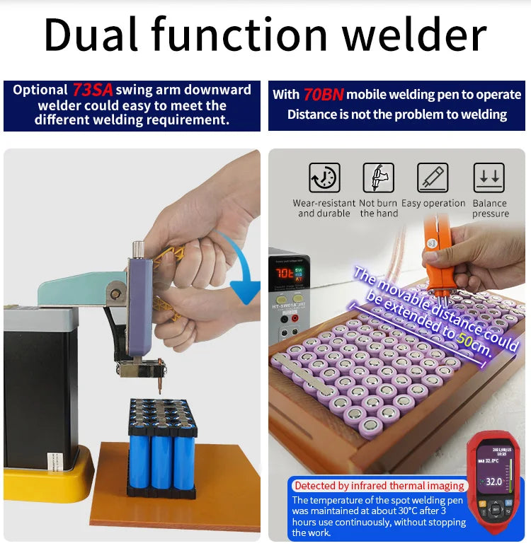 Heltec 21KW 36KW 42KW Capacitor Storage Battery Spot Welding Machine/Portable Small Spot Welder LED Display 0.5mm Thickness