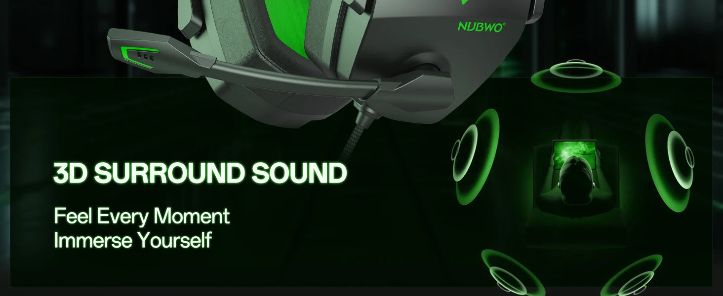 NUBWO N16 Gaming Headset - Noise Canceling Mic, Stereo Sound, and Comfortable Design Gaming Headphones for PS5, PS4, Xbox One