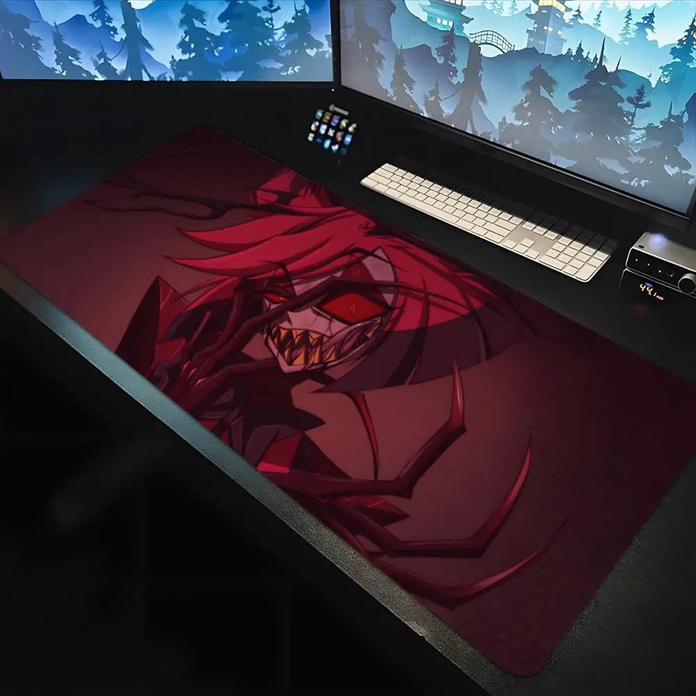 Hazbin Hotels Alastor Mouse Pad large keyboard mouse desk pad non-slip water proof rubber gaming mouse pad laptop carpet 600x300