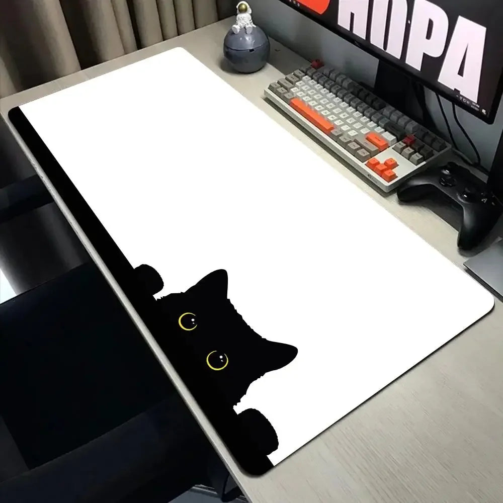 Funny black cat Mouse Pads Cute Cat Computer XXL Mausepad Company Desk Pad Large Kawaii Cushion Office Accessories Rug 300X600