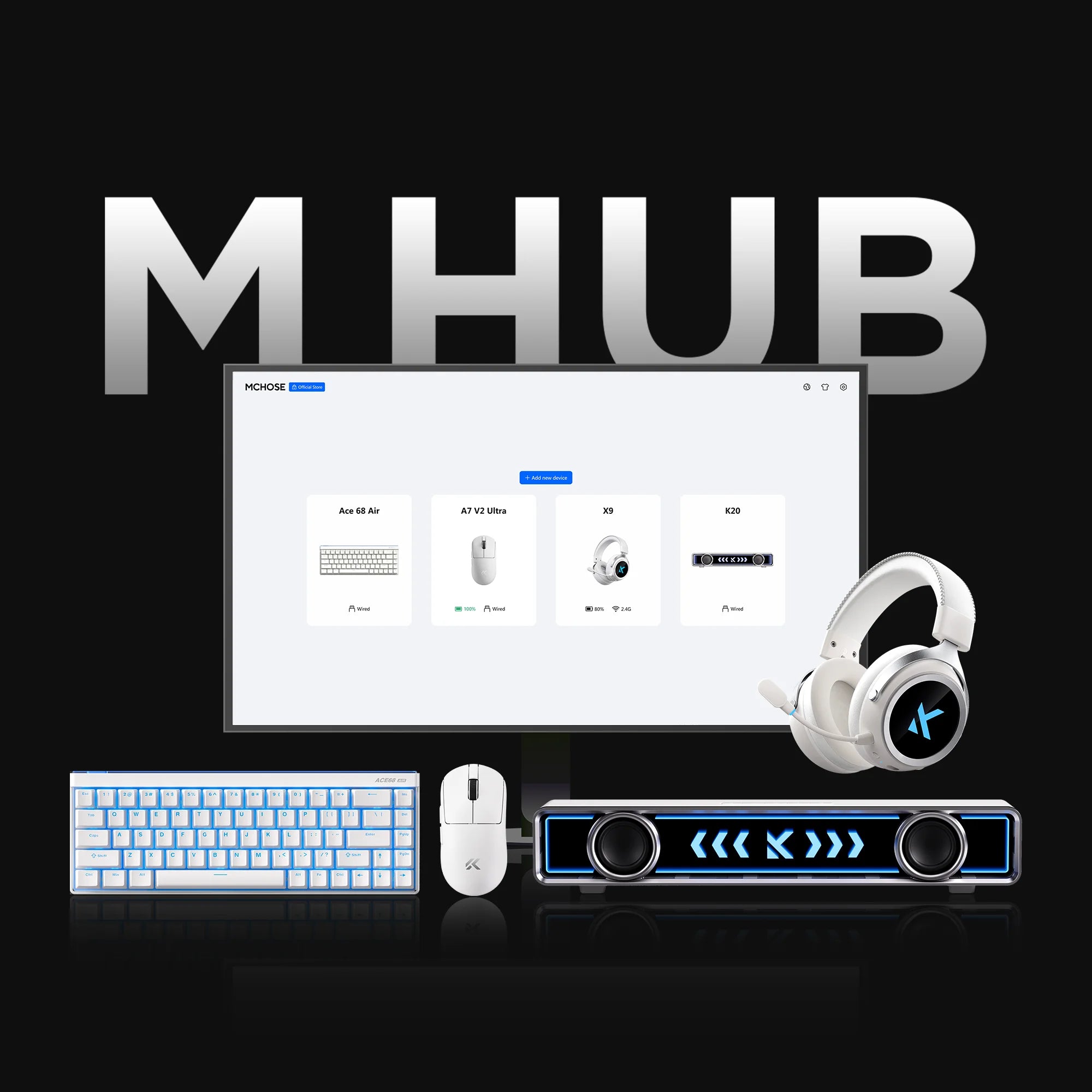 MCHOSE A7 V2 Lightweight Wireless Gaming Mouse Dual8000Hz Polling Rate PAW3950TI Imported Super Glide Glass Coating Office Mouse