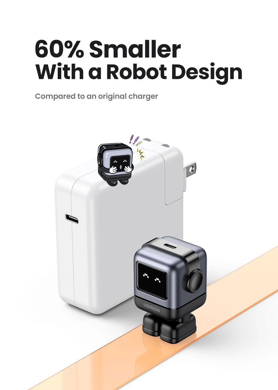 【US Plug】UGREEN 30W 65W GaN Charger Robot Design PD3.0 Fast Charger PPS for iPhone 17 16 Macbook Laptops Samsung XiaomiTablets