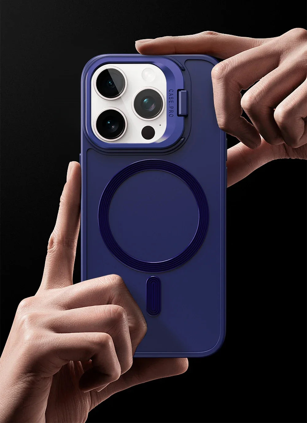 Stand Case for iPhone 16 15 14 13 12 11 Pro Max Cover Magnetic for Magsafe Wireless Charge Shell Camera Holder Soft Matte Fundas