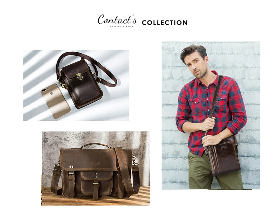 CONTACT'S Genuine Leather Business Bags for Men High Quality Briefcase Office Bag Male Tote Laptop Bags Portfolio Bag Document