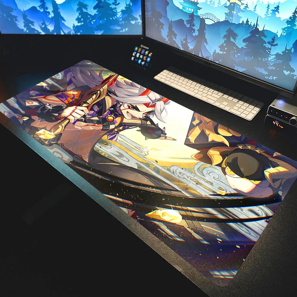 Anime Mousepad Genshin Impact Mouse Pads Gamer Mat Xxl Pc Accessories Desk Protector Keyboard Pads Computer Desks Gaming Mats
