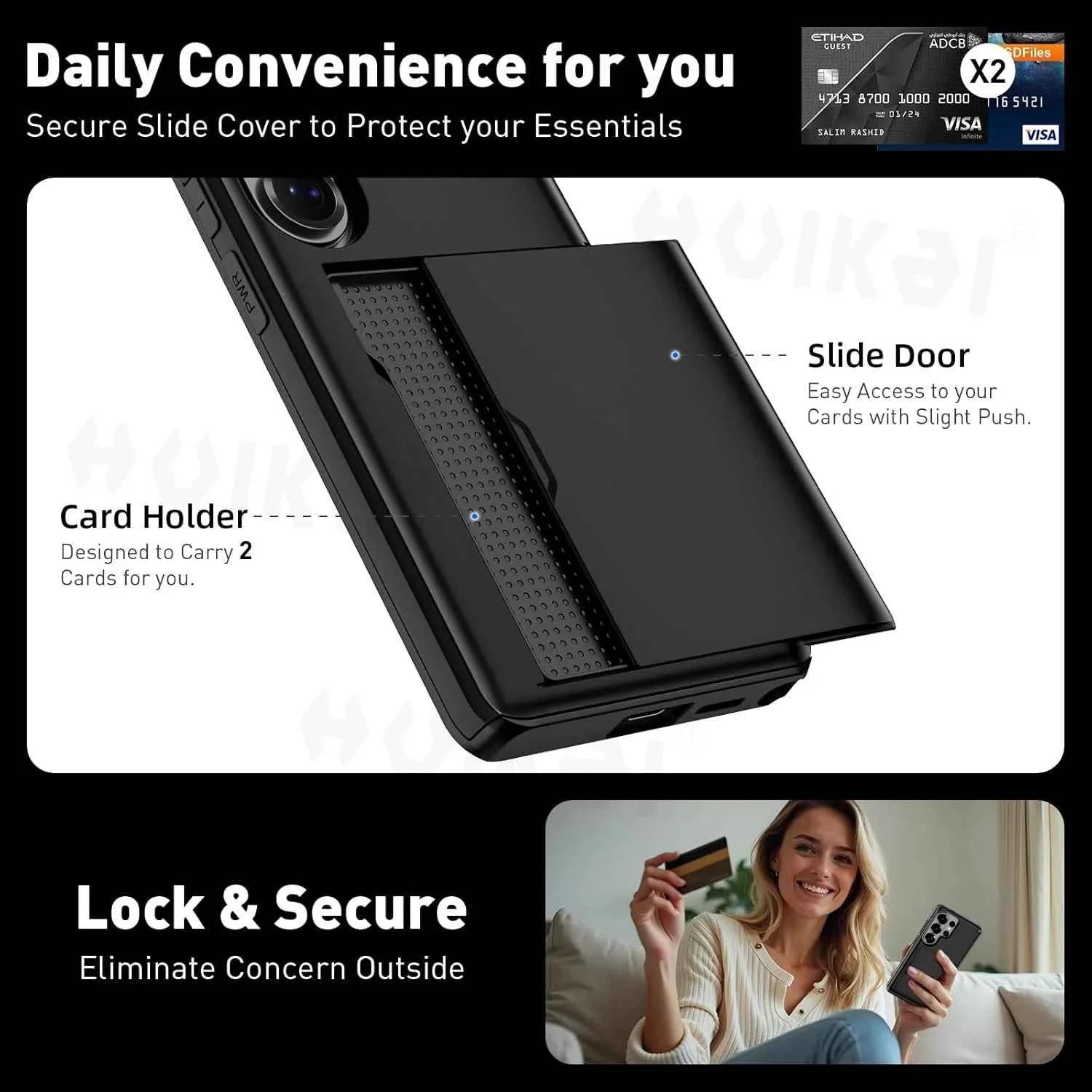 Wallet Card Holder Case For Samsung Galaxy S26 Ultra S25 S24 S23 S25 FE S22 Slide Slot Slim Hard PC Heavy Duty Protective Covers