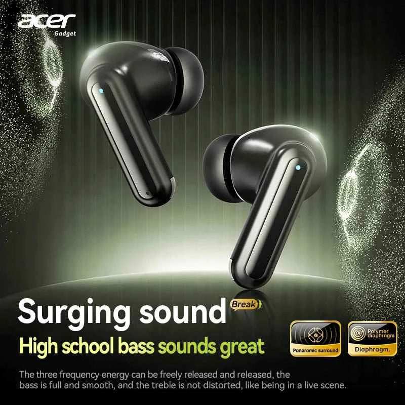 Acer In-Ear Wireless Bluetooth Headphones with Anc Active Noise Reduction, Hd Calls, Dolby Surround Sound, Large Battery, Long Battery Life, No Delay for Music and Games, Suitable for Sports, Running, and Fitness Use