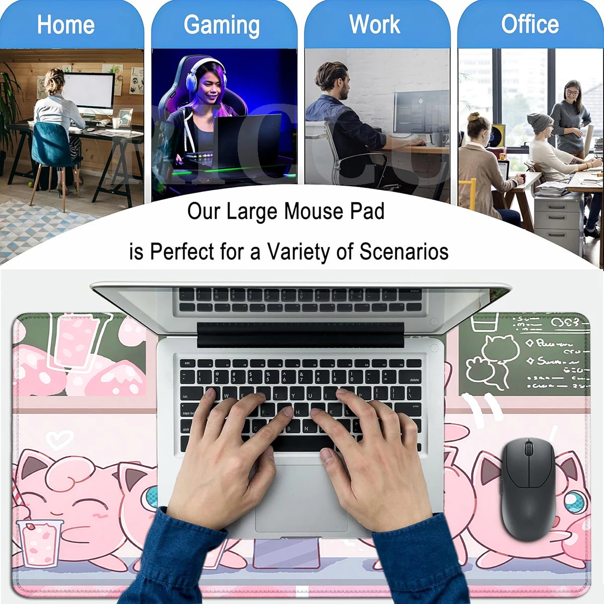 Kawaii Pink Keyboard Pad Clefairy Anime Gamer PC Cabinet Mouse Pad Ppokemon Jigglypuff Mousepad Laptop DeskMat E-Sports Mousemat