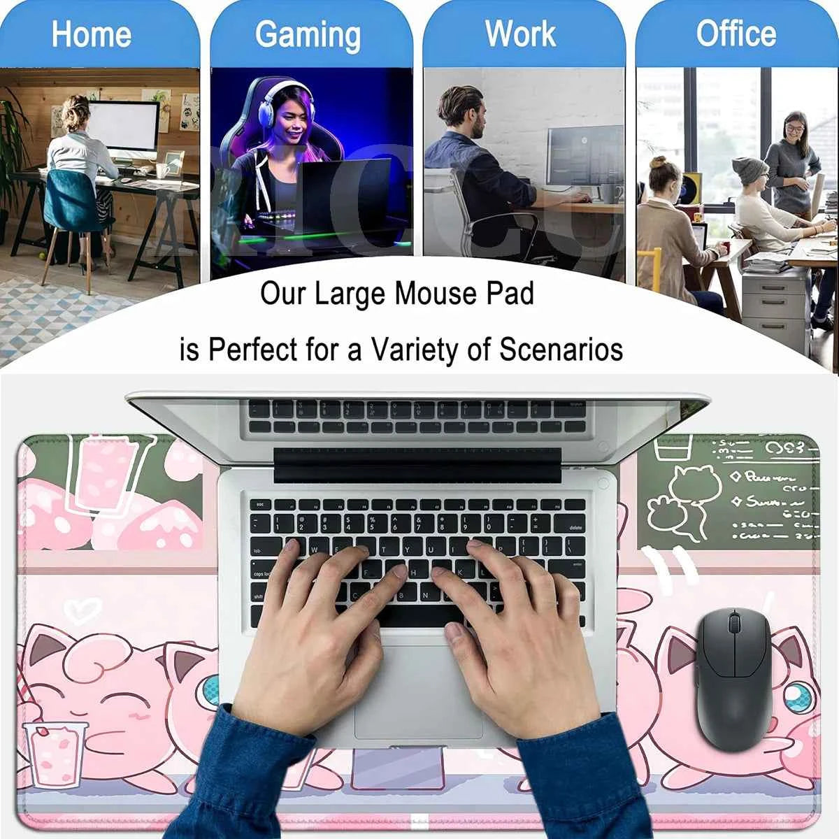 Kawaii Pink Keyboard Pad Clefairy Anime Gamer PC Cabinet Mouse Pad Ppokemon Jigglypuff Mousepad Laptop DeskMat E-Sports Mousemat