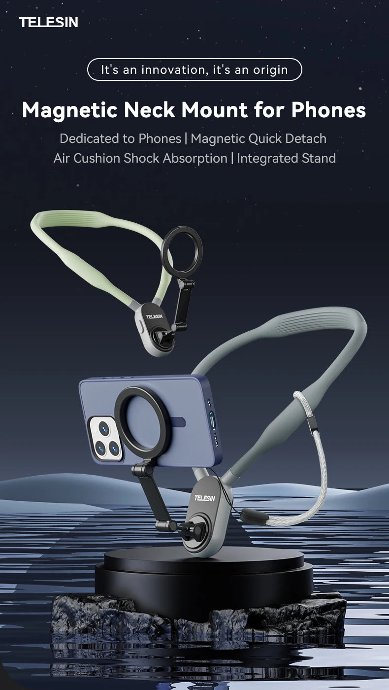 TELESIN Silicone Phone Magnetic Neck Mount Quick Release Hold for Iphone 17 16 15 14 13 SAMSUNG HUAWEI XIAOMI Phone Accessories