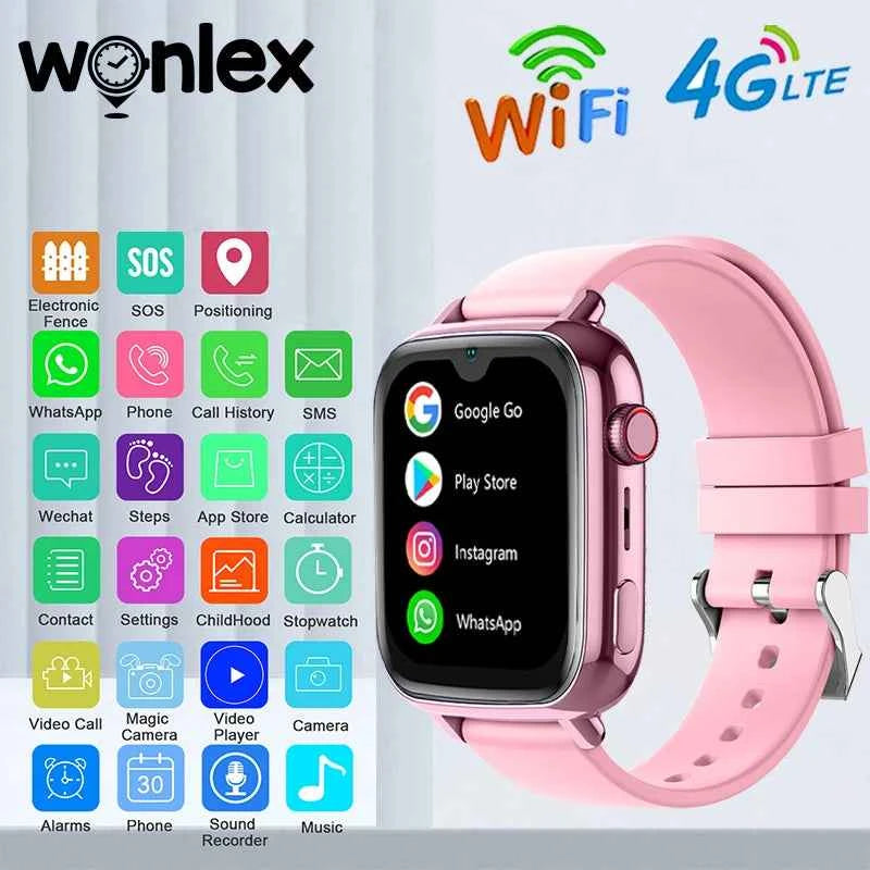 Wonlex 4G Watch Kids GPS WiFi Location KT34 Video Call SOS Alert Tracker Monitor Google Store Game Children's smart watch 2025