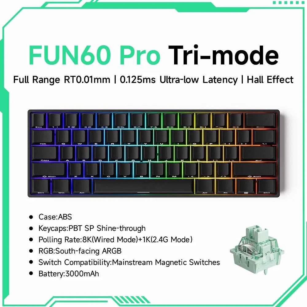 Akko MonsGeek FUN68 FUN60 PRO&MAX HE Magnetic Keyboard 60% 65% Gaming Keyboards Rapid Trigger 8K Custom Keyboard Gaming Esports