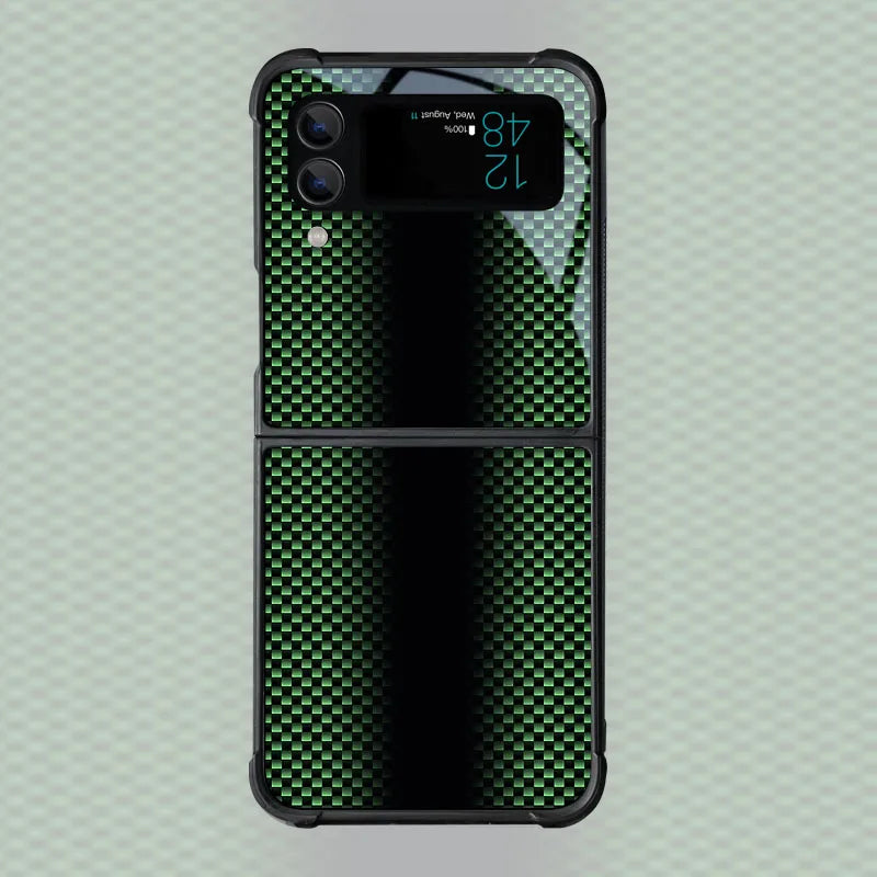 Carbon Fiber Pattern Case For Samsung Galaxy Z Flip4 Z Flip 7 6 5 3 5G 3 4 Drop Tested Protection Colorful Phone Cover Glossy