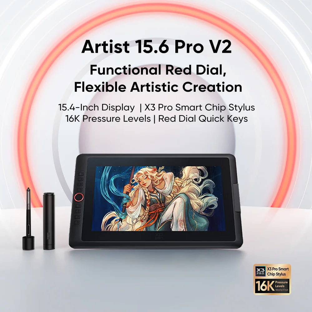 XPPen Artist 15.6 Pro V2 Drawing Tablet 16K Pressure Levels Graphic Monitor Digital Animation Drawing Board Art Design Creation