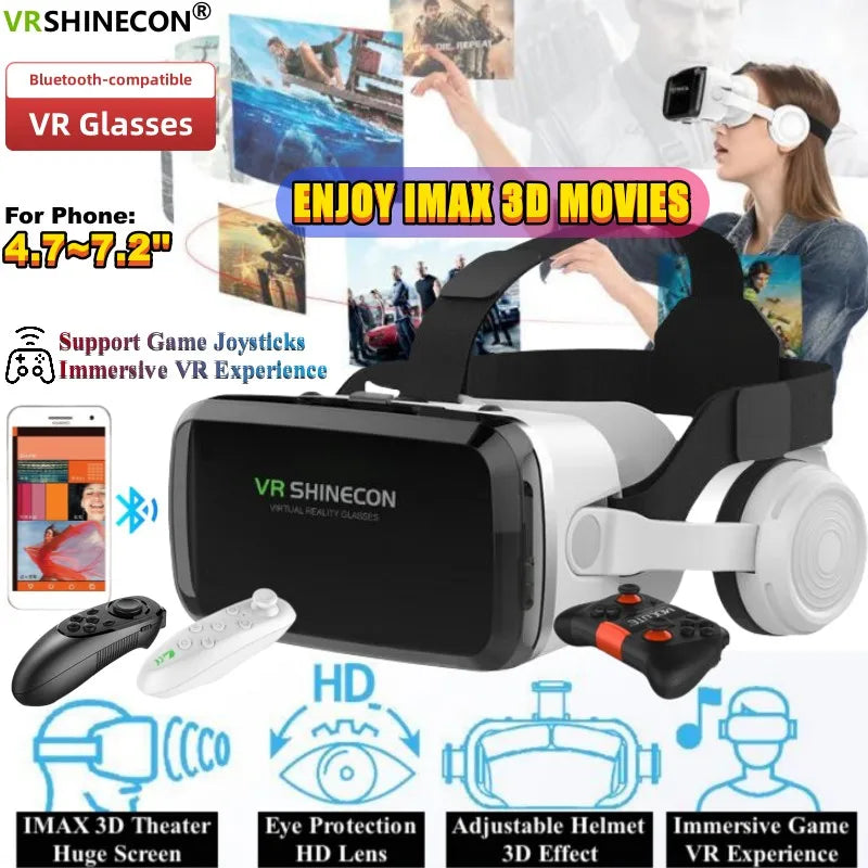 Wireless Virtual Reality Glasses IMAX Huge Screen 3D Glasses Google Cardboard Box VR Headset for 4.7-7.2