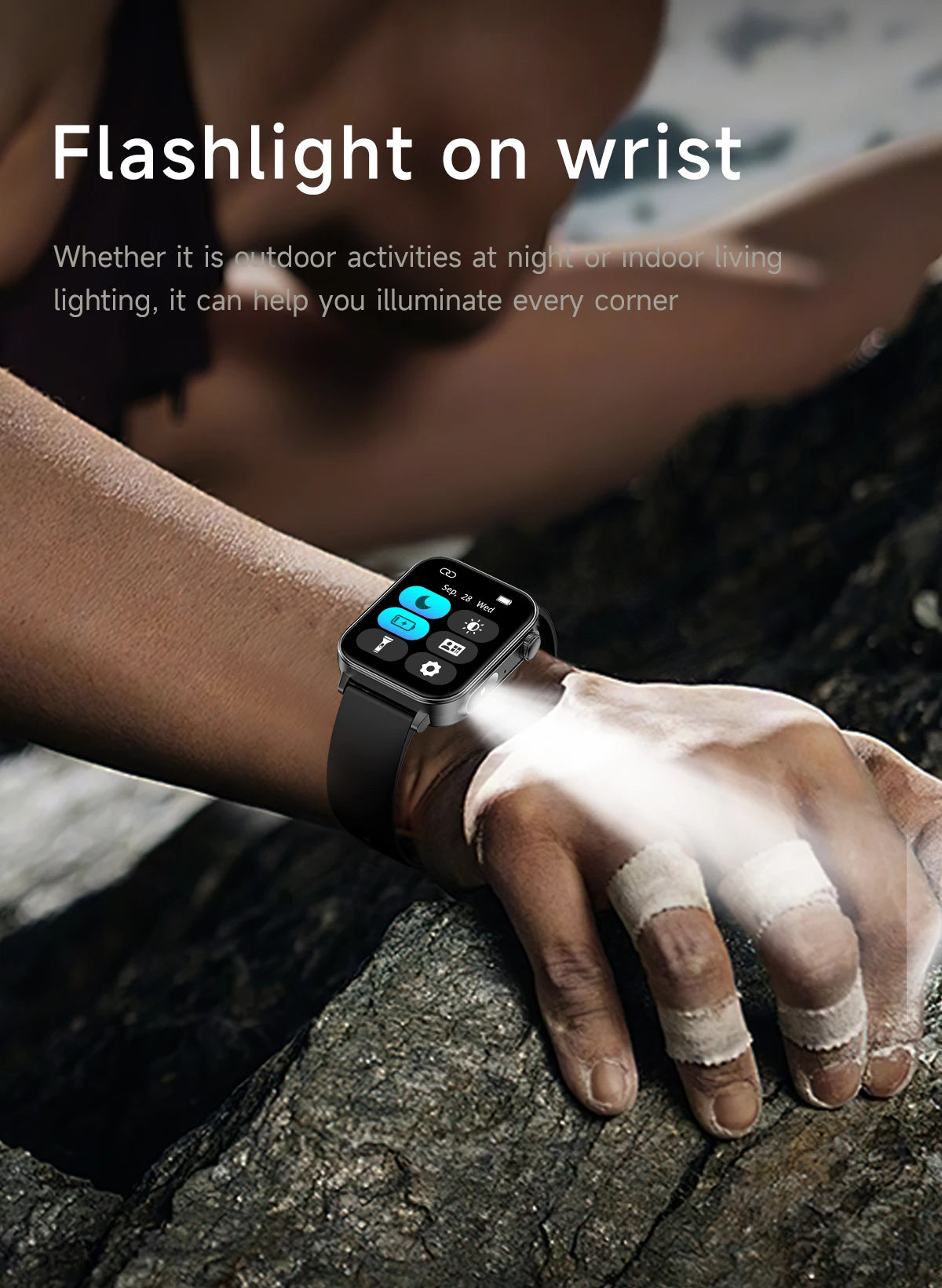 2025 New Smart Watch Men Women Type-C Charging Heart Rate LED Flashlight Bluetooth Call IP68 Waterproof SmartWatch for Android