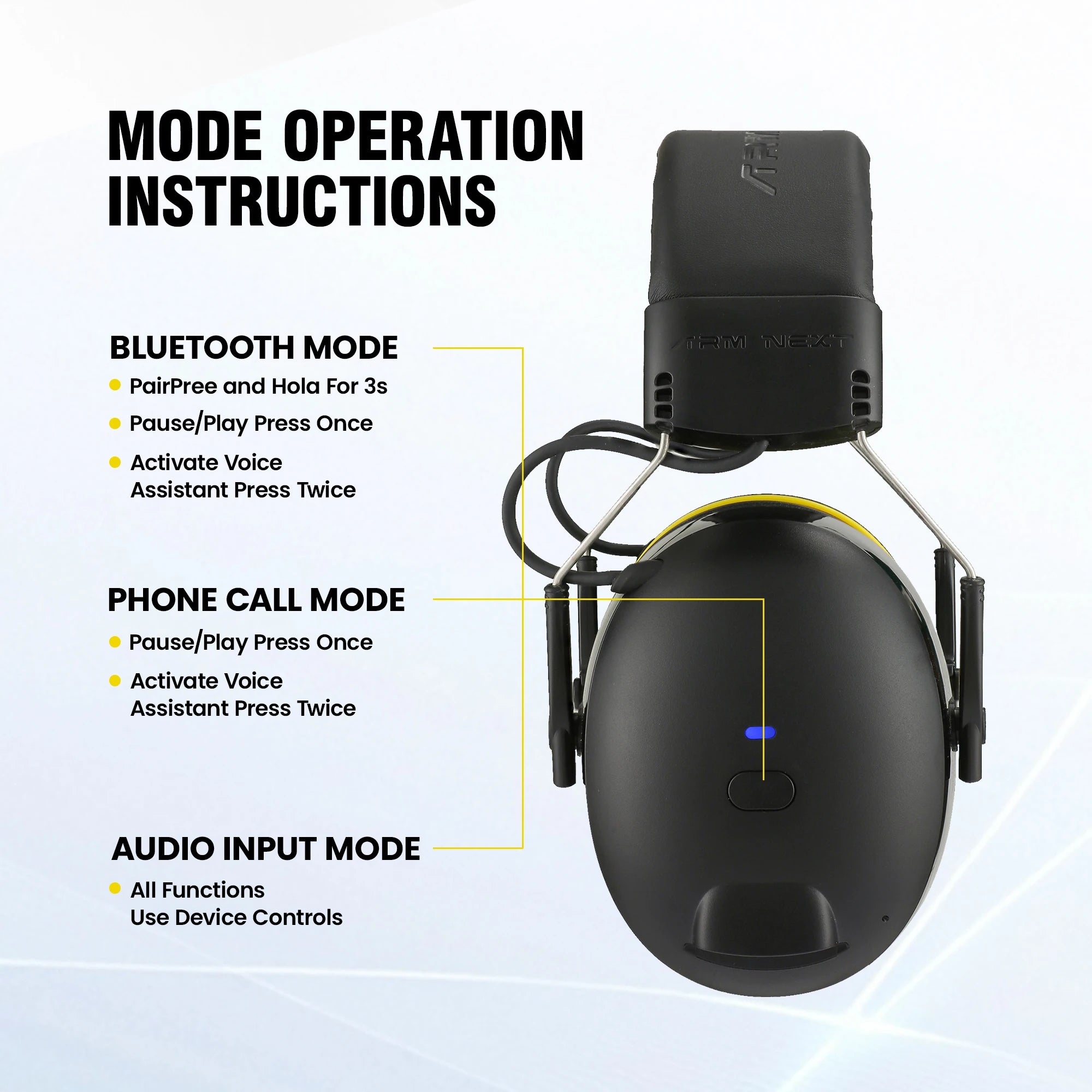 30dB SNR Hearing Protection Headphones with Bluetooth Rechargeable Noise Reduction Safety Ear Muffs Wireless Hearing Protector