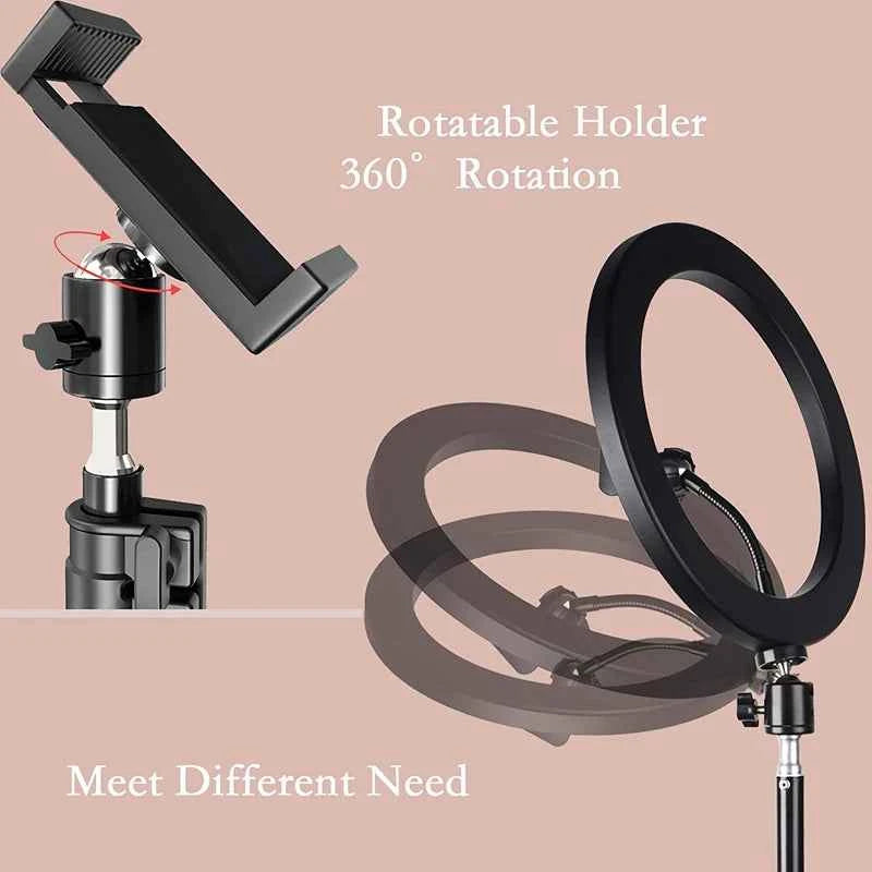 16/26/33CM LED Ring Light Photographic Selfie Ring Light With Flexible Tripod Holder For Live Video Streaming Studio Fill Lamp