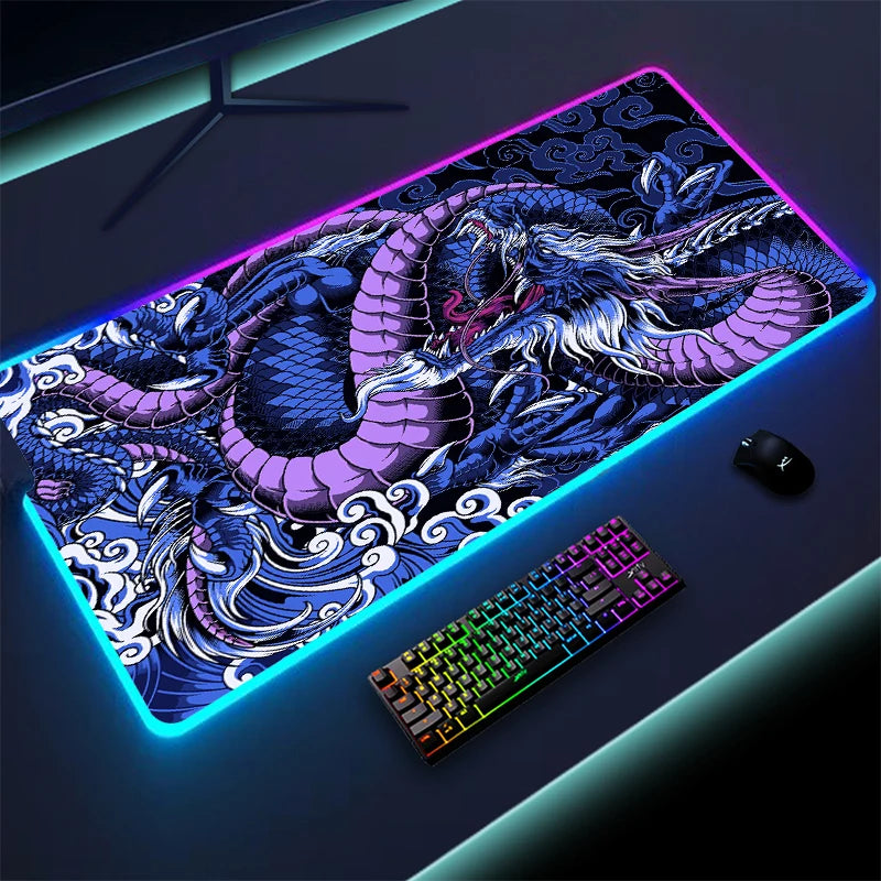 Large Game RGB Mouse Pad Chinese Dragon Gaming Accessories HD Print Computer Keyboard LED Mousepad XXL PC Gamer Laptop Desk Mat - WinSupport Tech